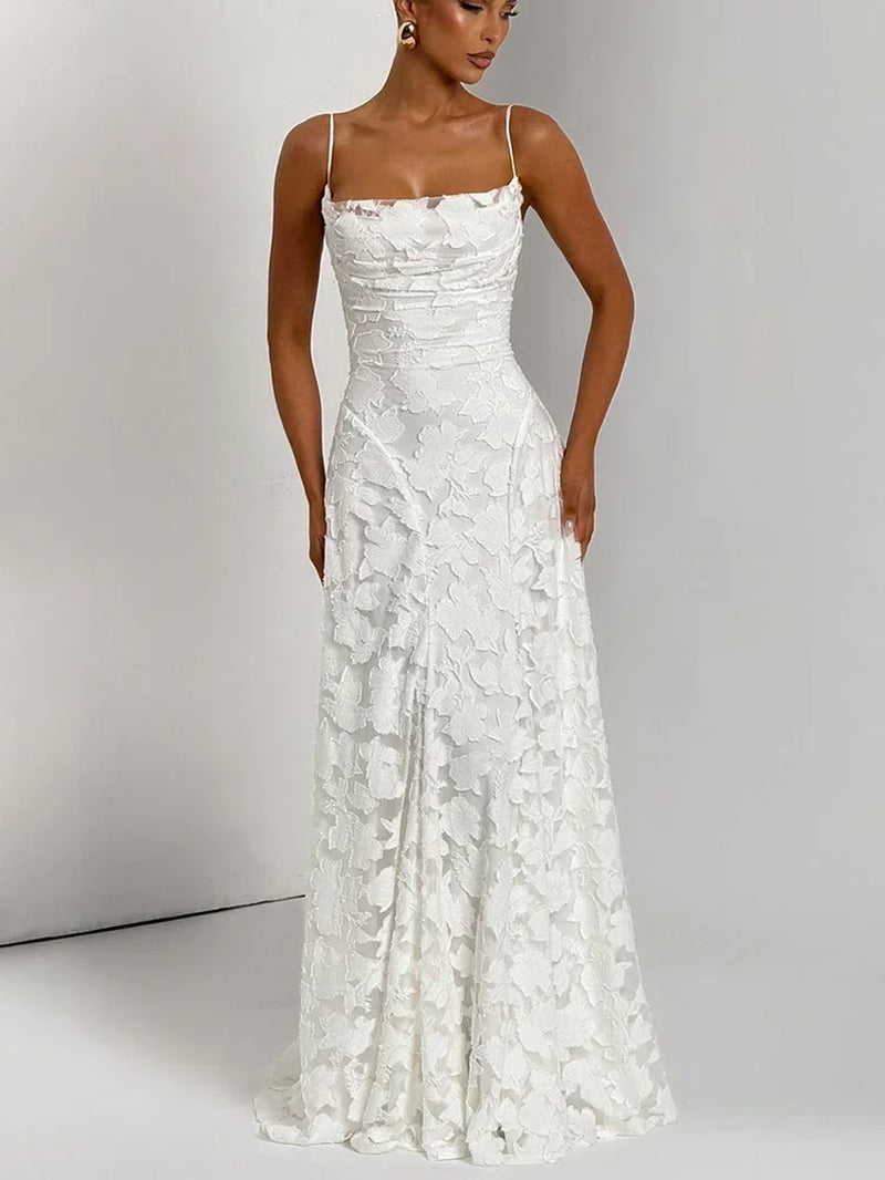 Spaghetti Strap Backless Sexy Maxi Dress Women Gown Fashion Off-Shoulder Sleeveless Lace-Up Evening Club Party Dress