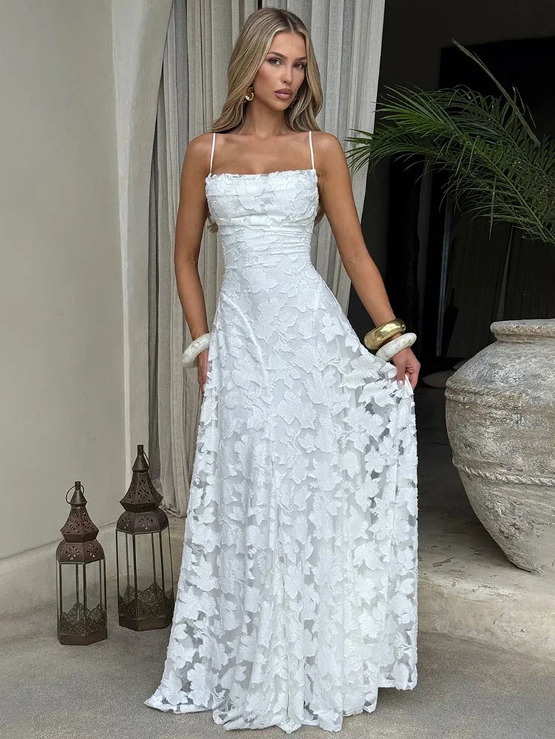Spaghetti Strap Backless Sexy Maxi Dress Women Gown Fashion Off-Shoulder Sleeveless Lace-Up Evening Club Party Dress